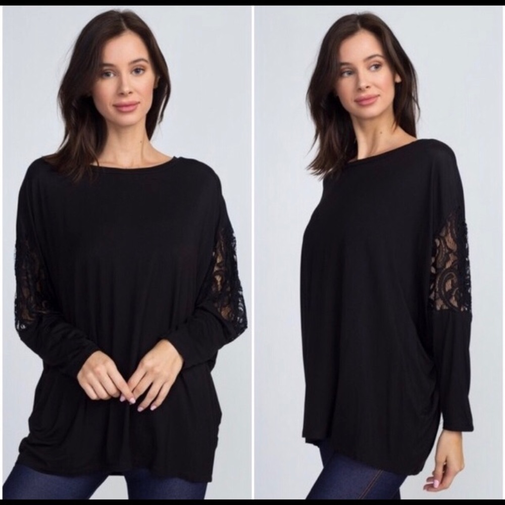 *LAST ONE* Lace Sleeve Dolman Top - Picture 2 of 3